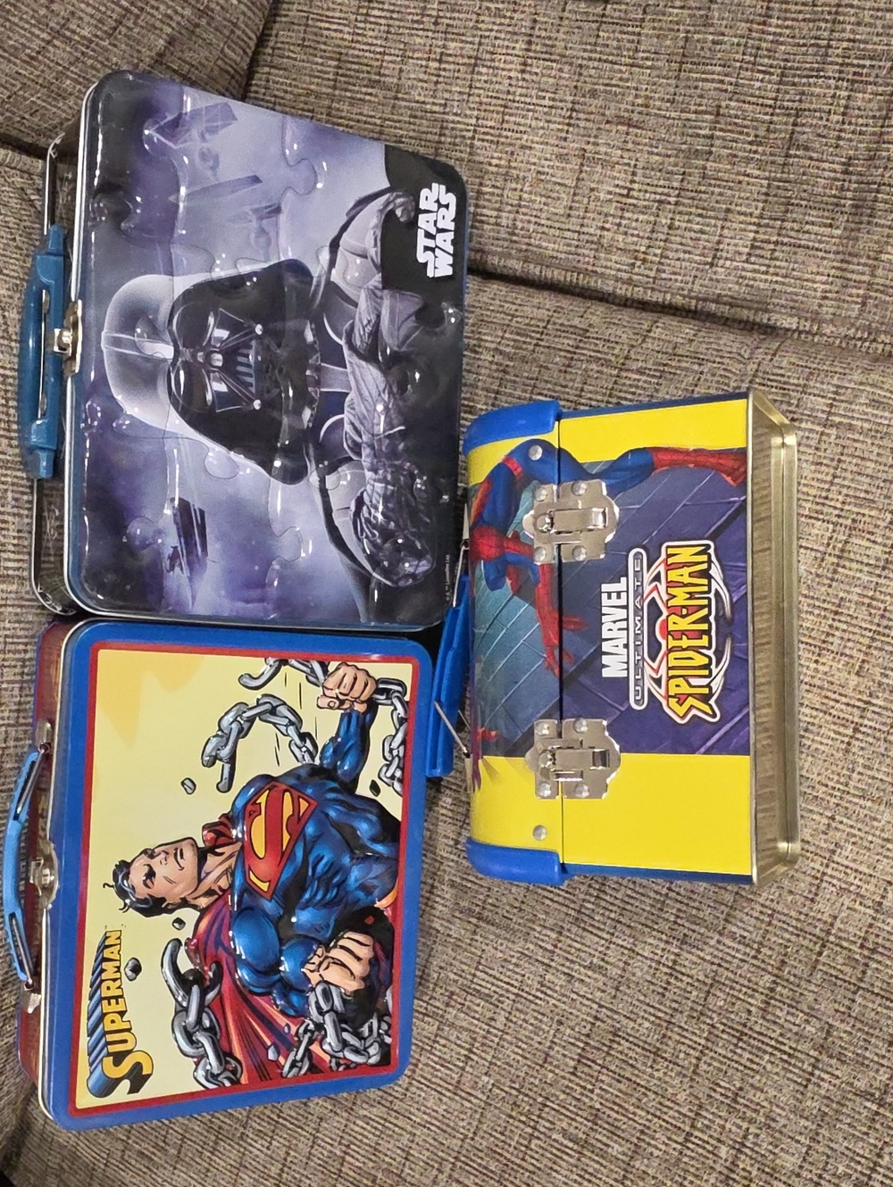 Star Wars Darth Vader Metal Lunchbox with Superman & Spider-Man Set